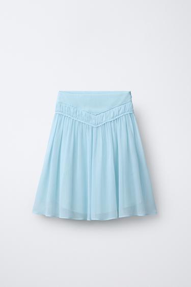 CHIFFON MIDI SKIRT - Sky blue by Zara - Image 0