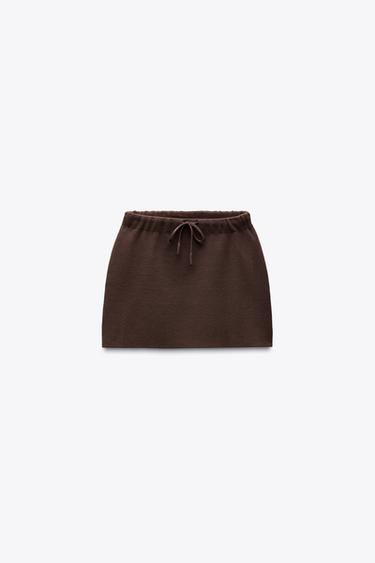 PLAIN KNIT MINI SKIRT - Chocolate by Zara - Image 0