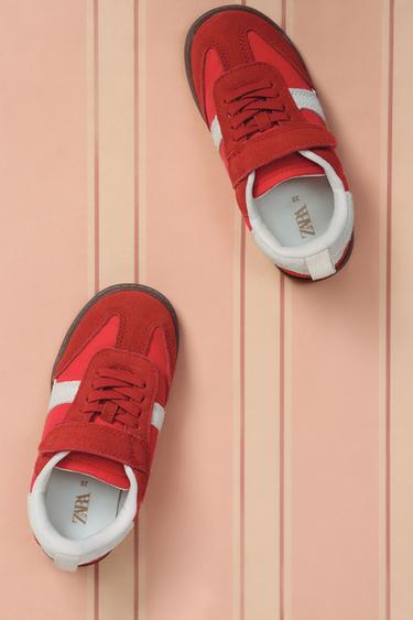SPLIT SUEDE TRAINERS - Red by Zara