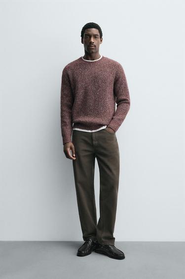 Zara PURL KNIT JUMPER - Burgundy
