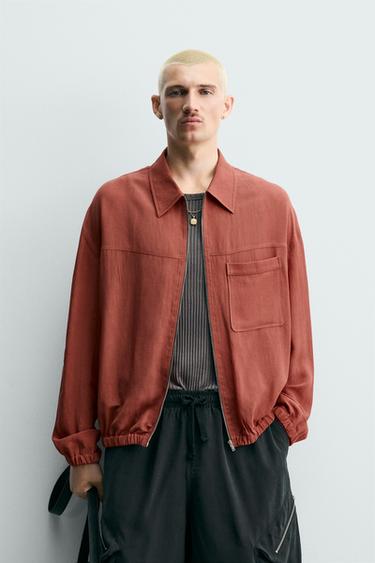 OVERSHIRT RELAXED FIT ΜΕ ΦΕΡΜΟΥΑΡ - Κοραλλί του Zara
