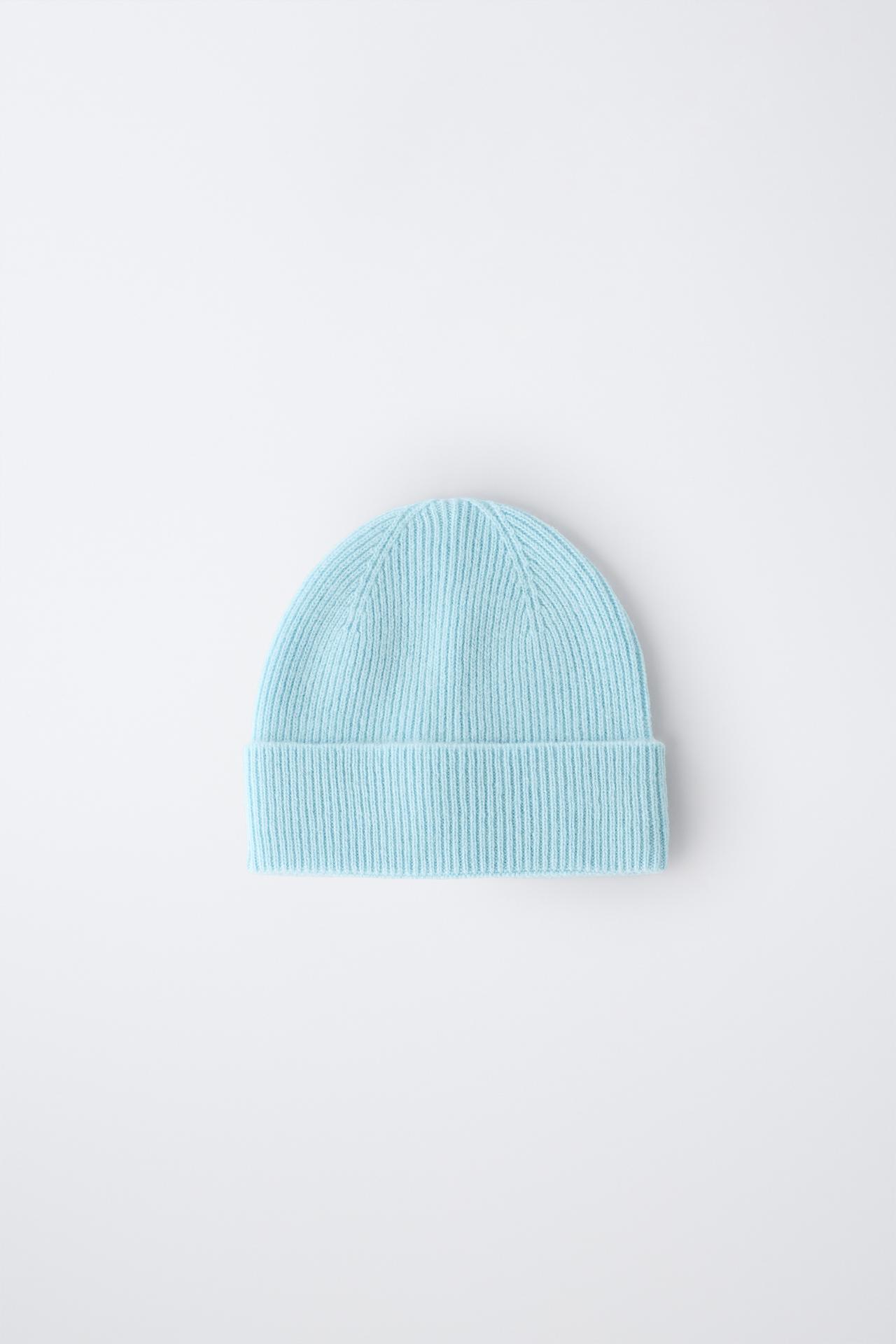 ZARA TIMELESS - 100% CASHMERE HAT — Sky blue