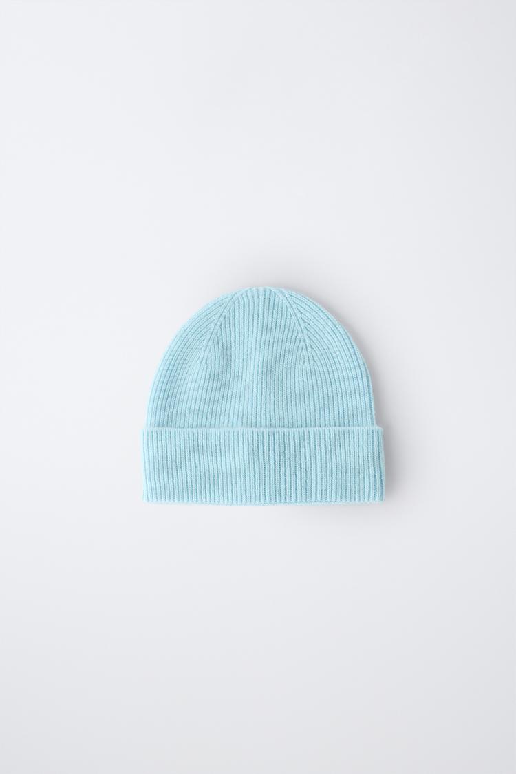 ZARA TIMELESS - 100% CASHMERE HAT — Sky blue