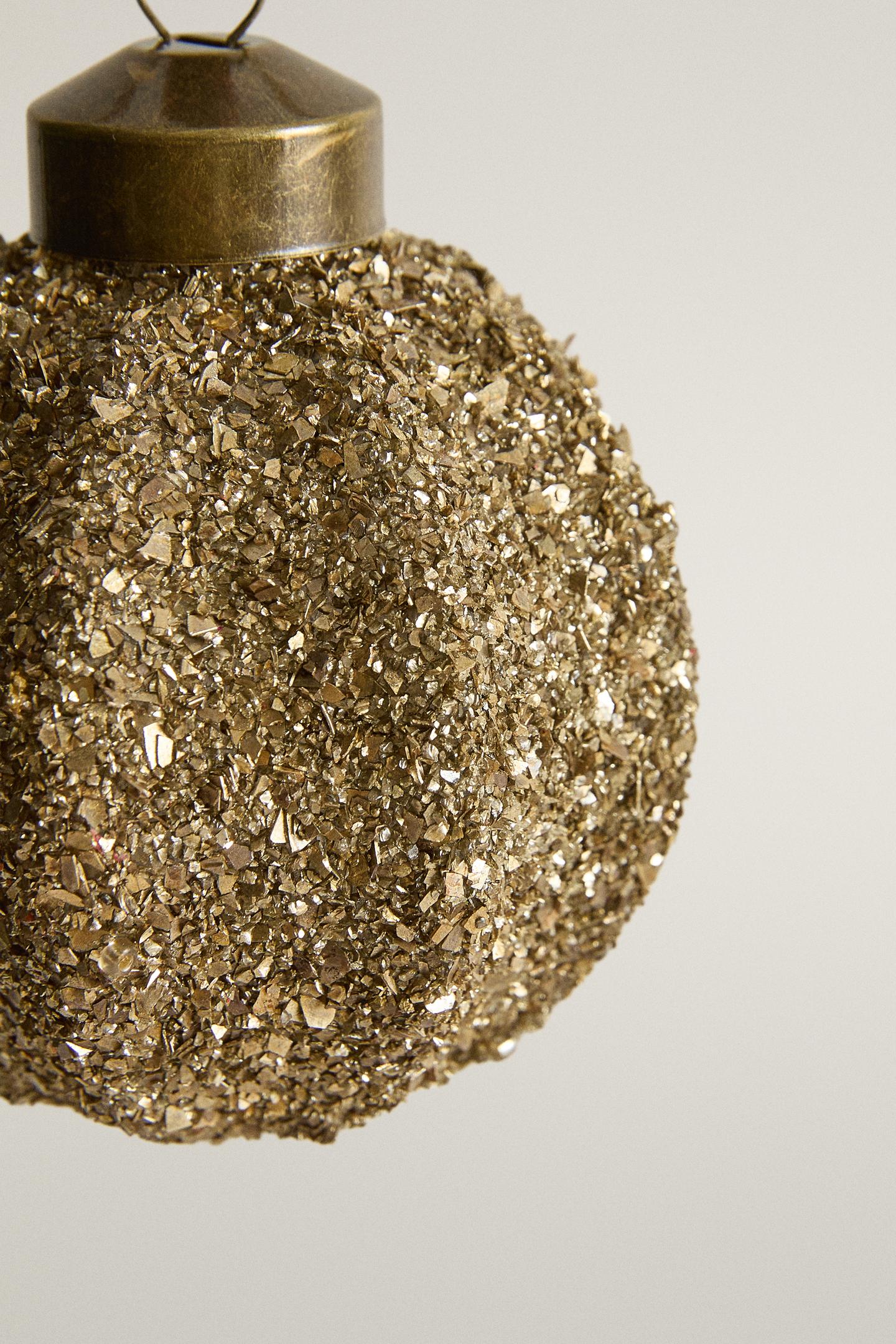 Ёлочные украшения Zara Glitter Ball Christmas Decoration, цвет: Золотой — фото 3