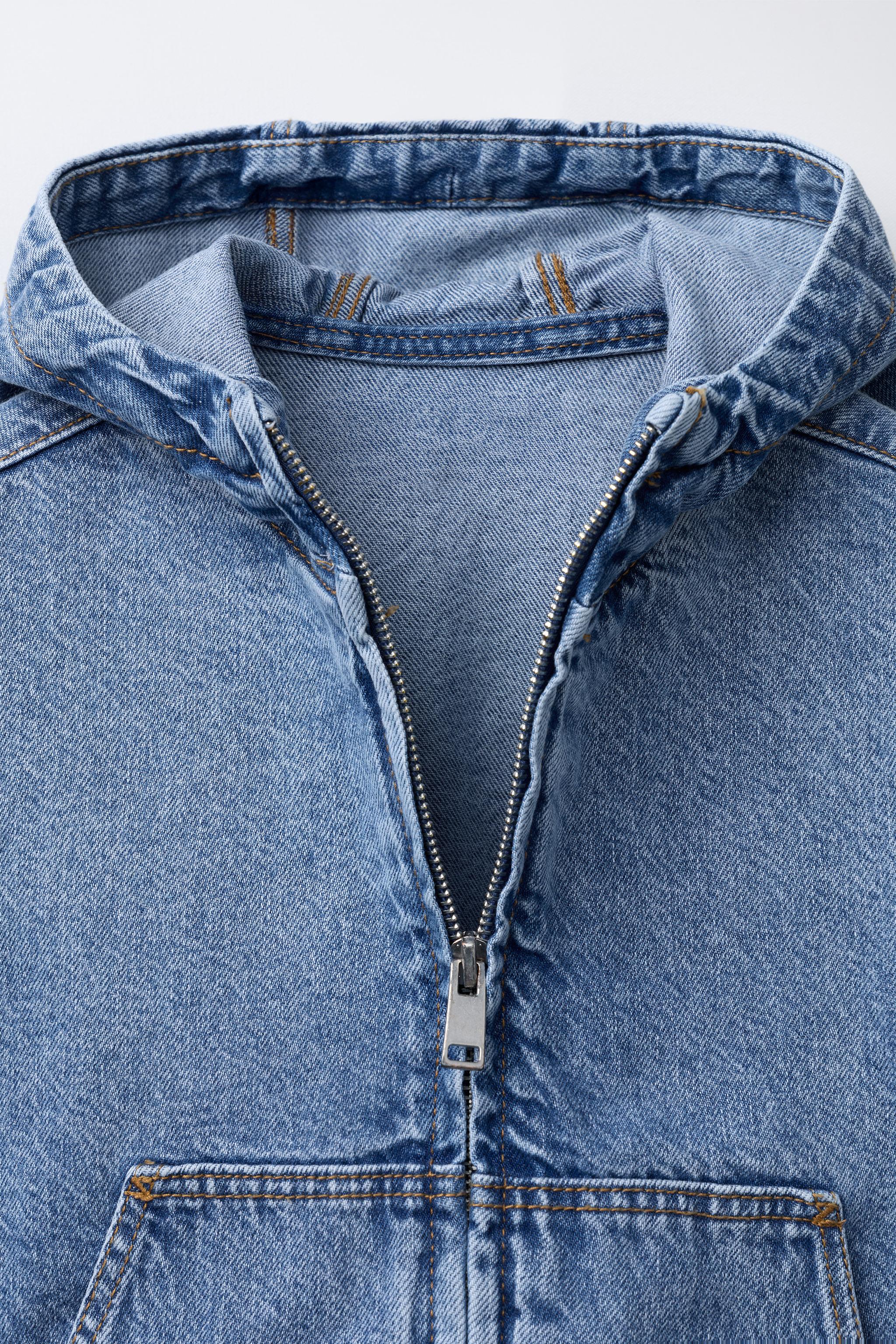 フード付きデニムジャケット - ミディアムブルー | ZARA Japan / 日本