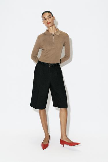 LONG BERMUDA SHORTS WITH BELT - Black by Zara
