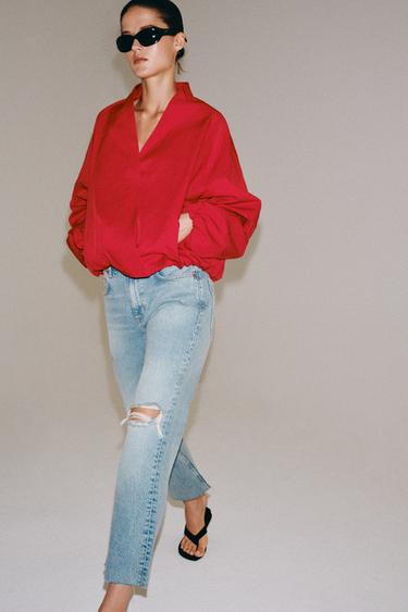 ZW COLLECTION RELAXED BOOTCUT MID-WAIST CROPPED JEANS - Light blue by Zara - Image 6