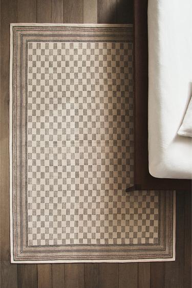 BLOCK PRINT COTTON RUG - Multicoloured by Zara