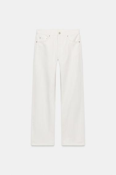ZW COLLECTION MID-WAIST STRAIGHT LEG JEANS - Ecru by Zara - Image 4