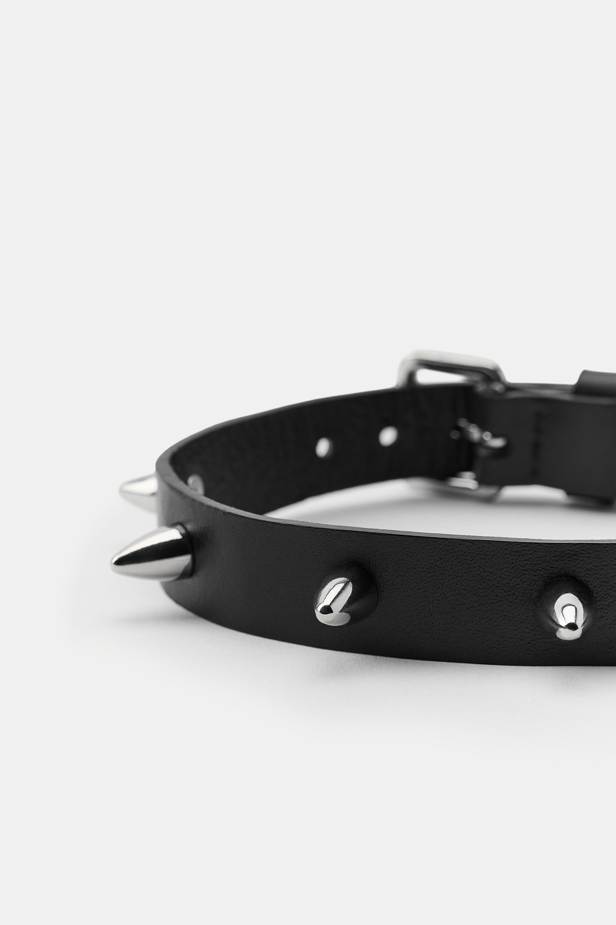 COLLIER CHOKER 100% CUIR CLOUS CATS