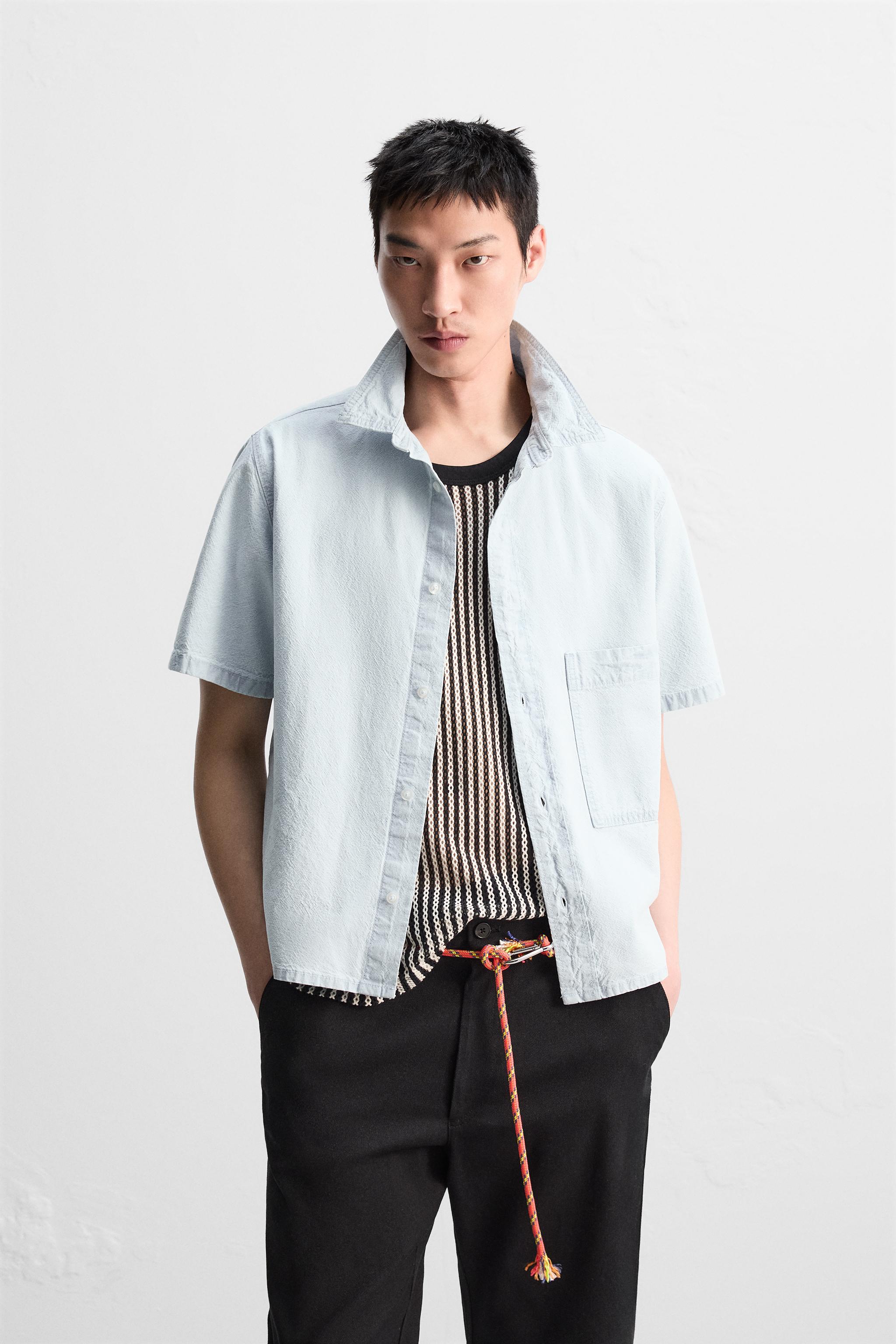 ZARA - 新品 ZARA シルク100% ドレスシャツ ブルーシャツの通販