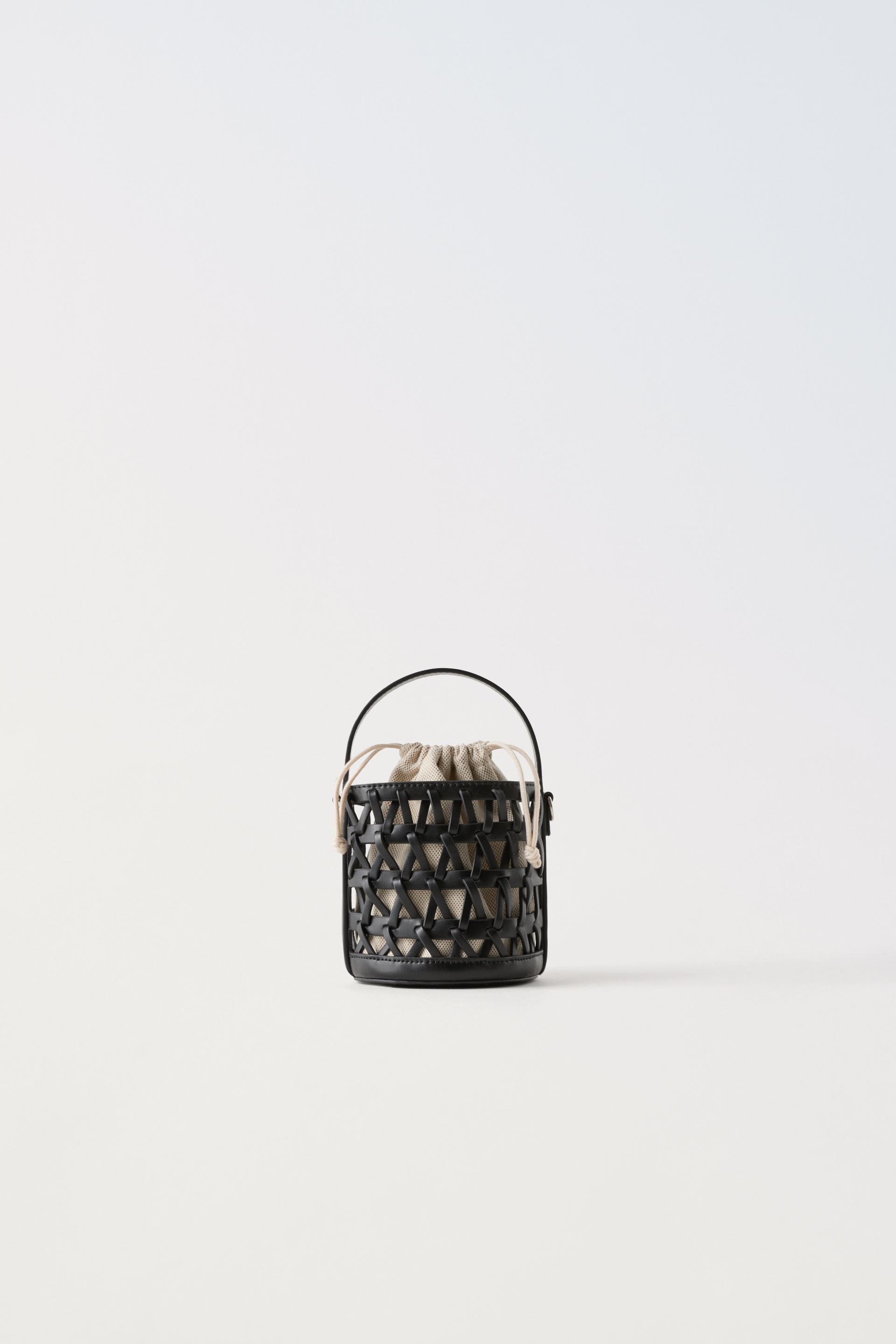 Braided bucket bag black zara uae dubai sharjah ajman uaq fujairah