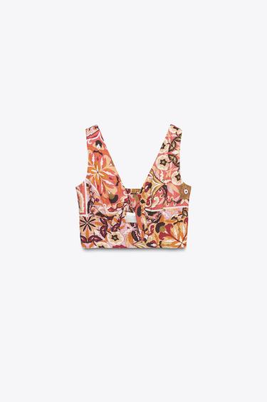 TOP RUSTIQUE IMPRIMÉ AVEC NŒUD - Multicolore de Zara