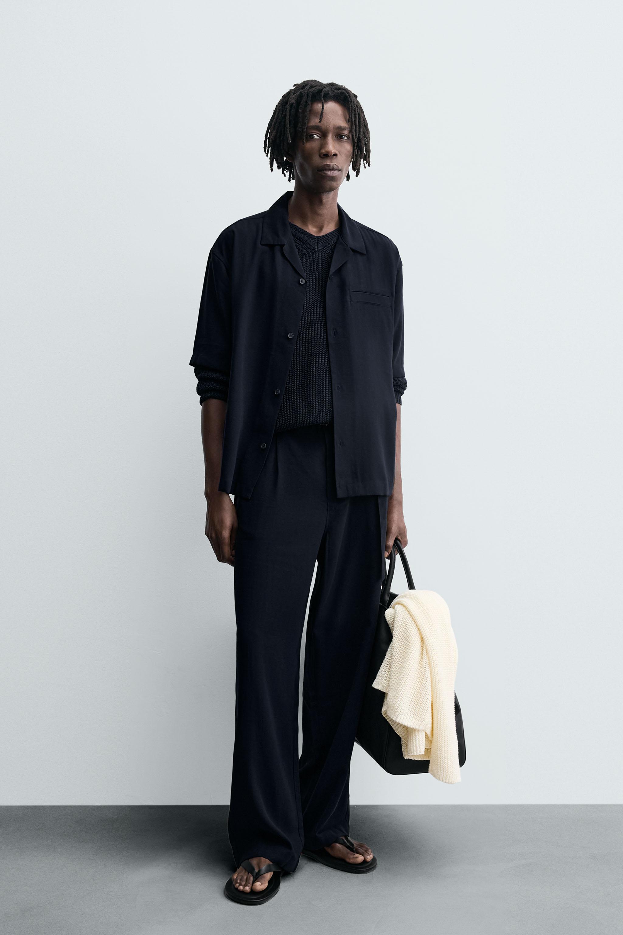 フルイドリラックスフィットシャツ - ネイビーブルー | ZARA