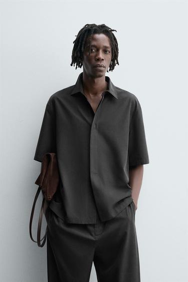 RELAXED FIT FLOWING SHIRT - Dark grey by Zara - Image 1