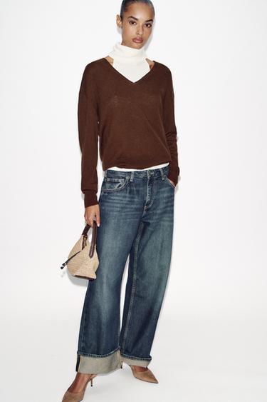 Zara MINI BUCKET BAG WITH BEAD DETAIL - Light beige