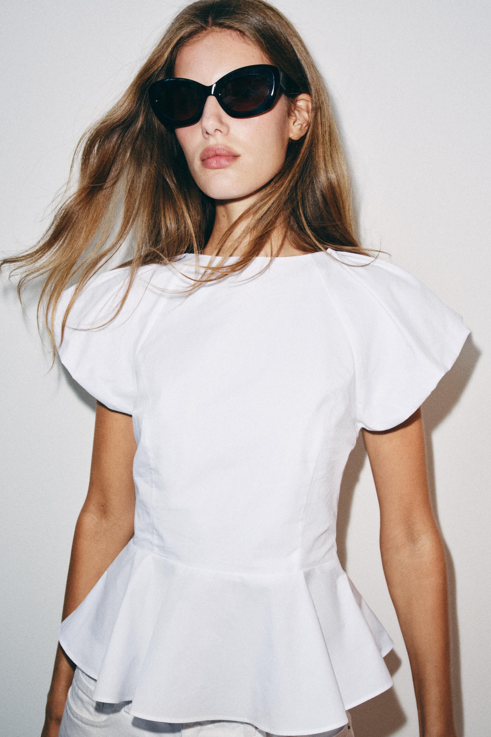 POPLIN PEPLUM TOP
