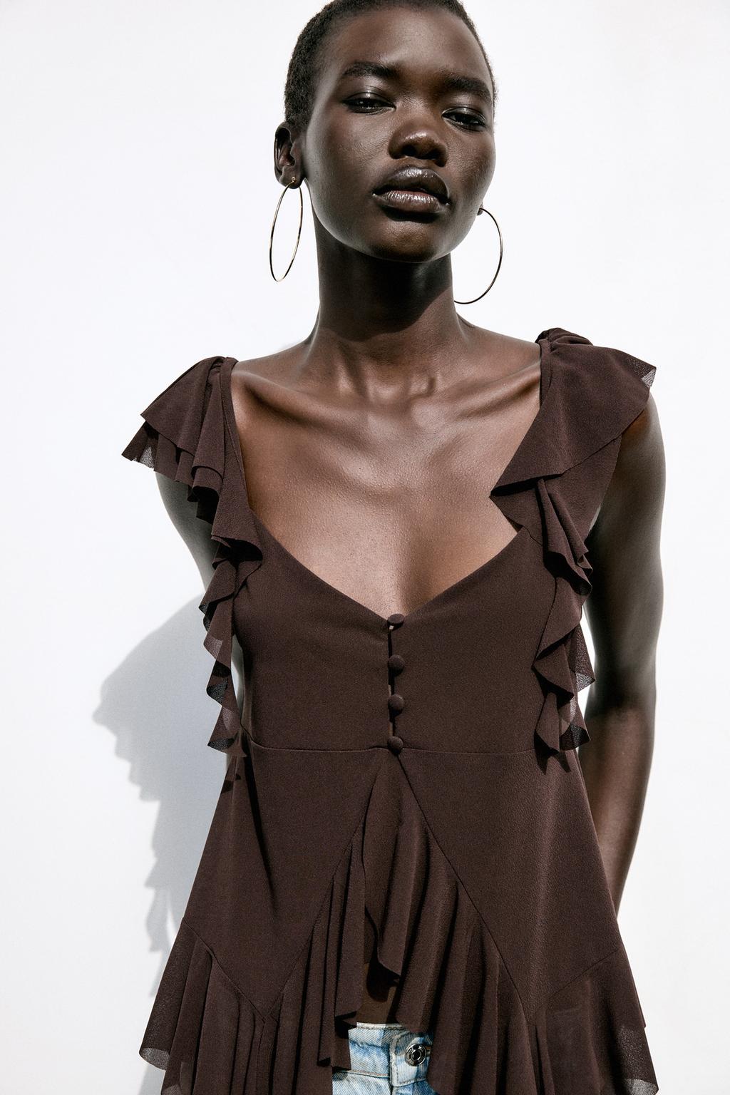 Thumbnail image for RUFFLED STRAPPY TOP