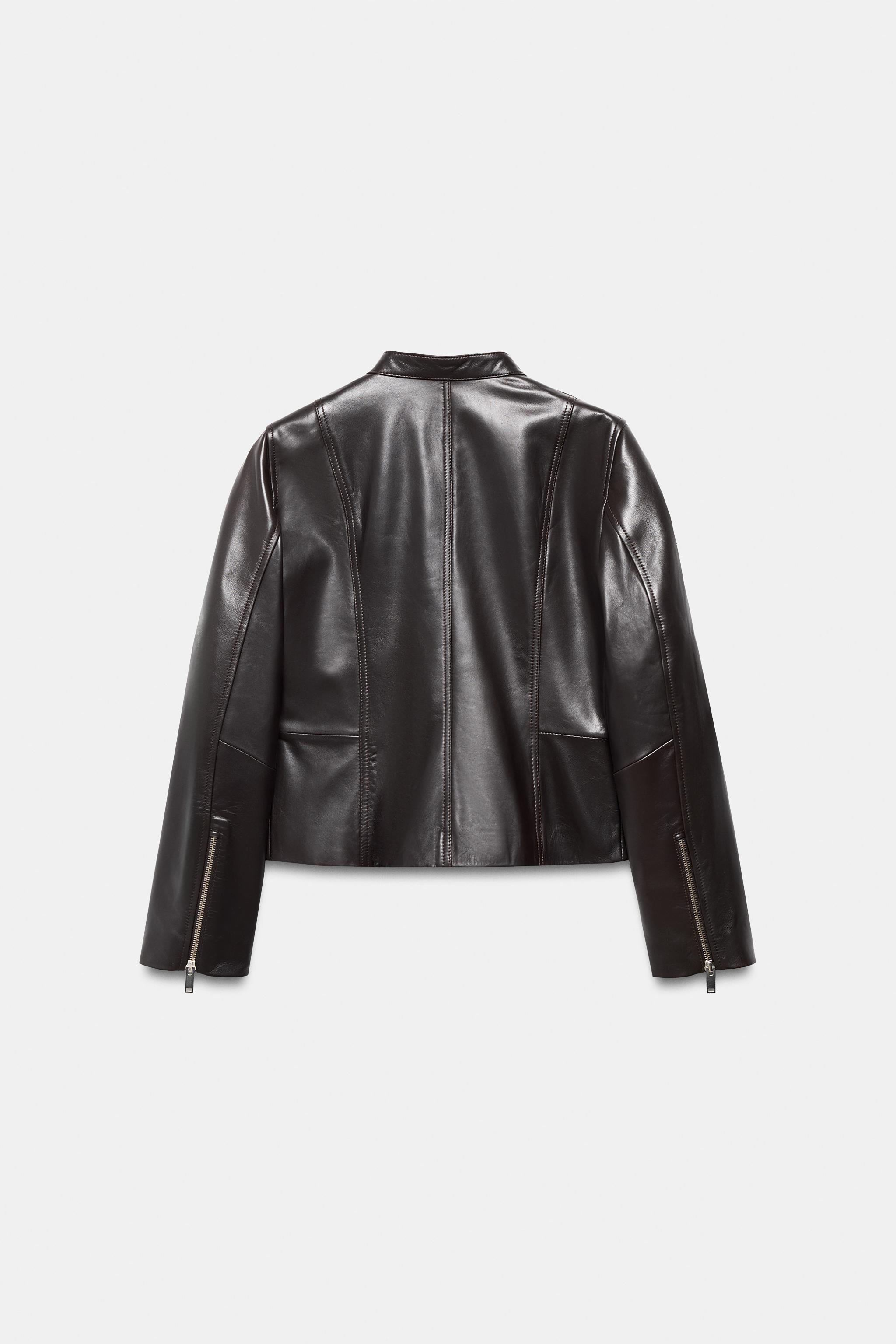 100% LEATHER JACKET ZW COLLECTION LIMITED EDITION - Dark brown