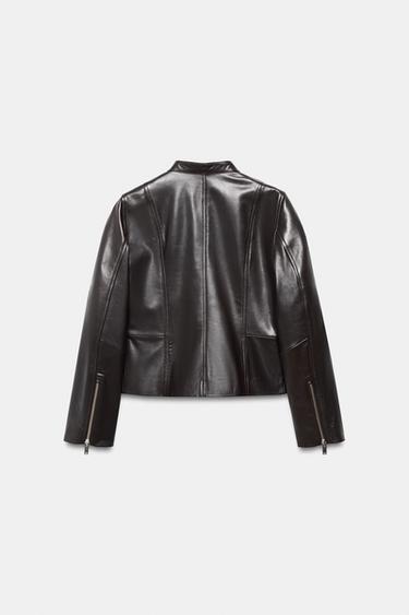 VESTE 100 % CUIR ZW COLLECTION LIMITED EDITION - Marron foncé de Zara - Image 7