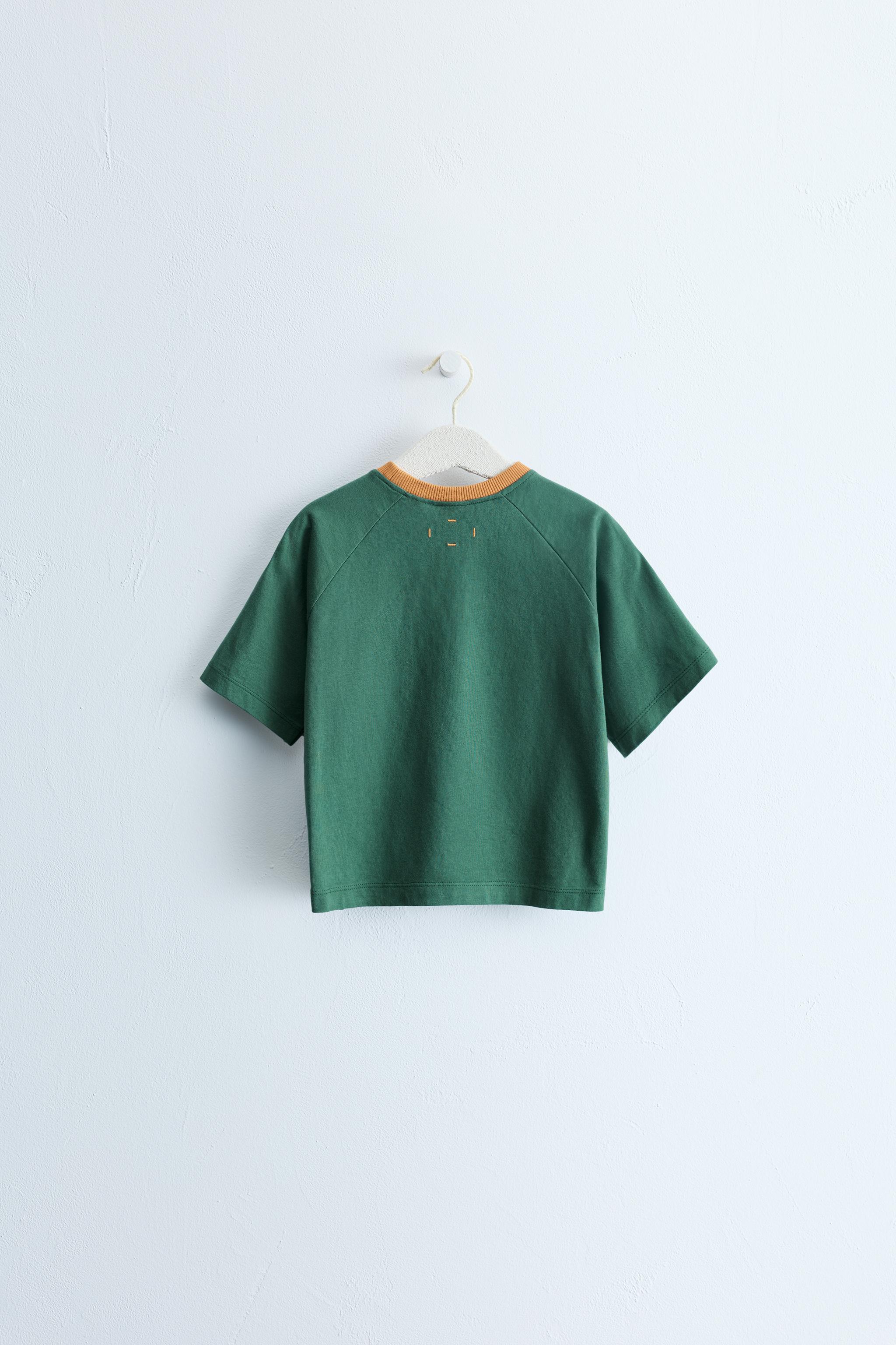 ZARA TIMELESS - CONTRAST PIPING T-SHIRT — Green