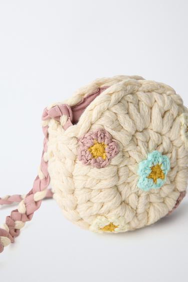 CROCHET CROSSBODY BAG WITH FLOWERS - Ecru White by Zara - Image 2