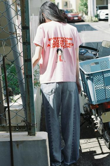 BETTY BOOP® 워싱 효과 티셔츠 - Zara 로즈핑크