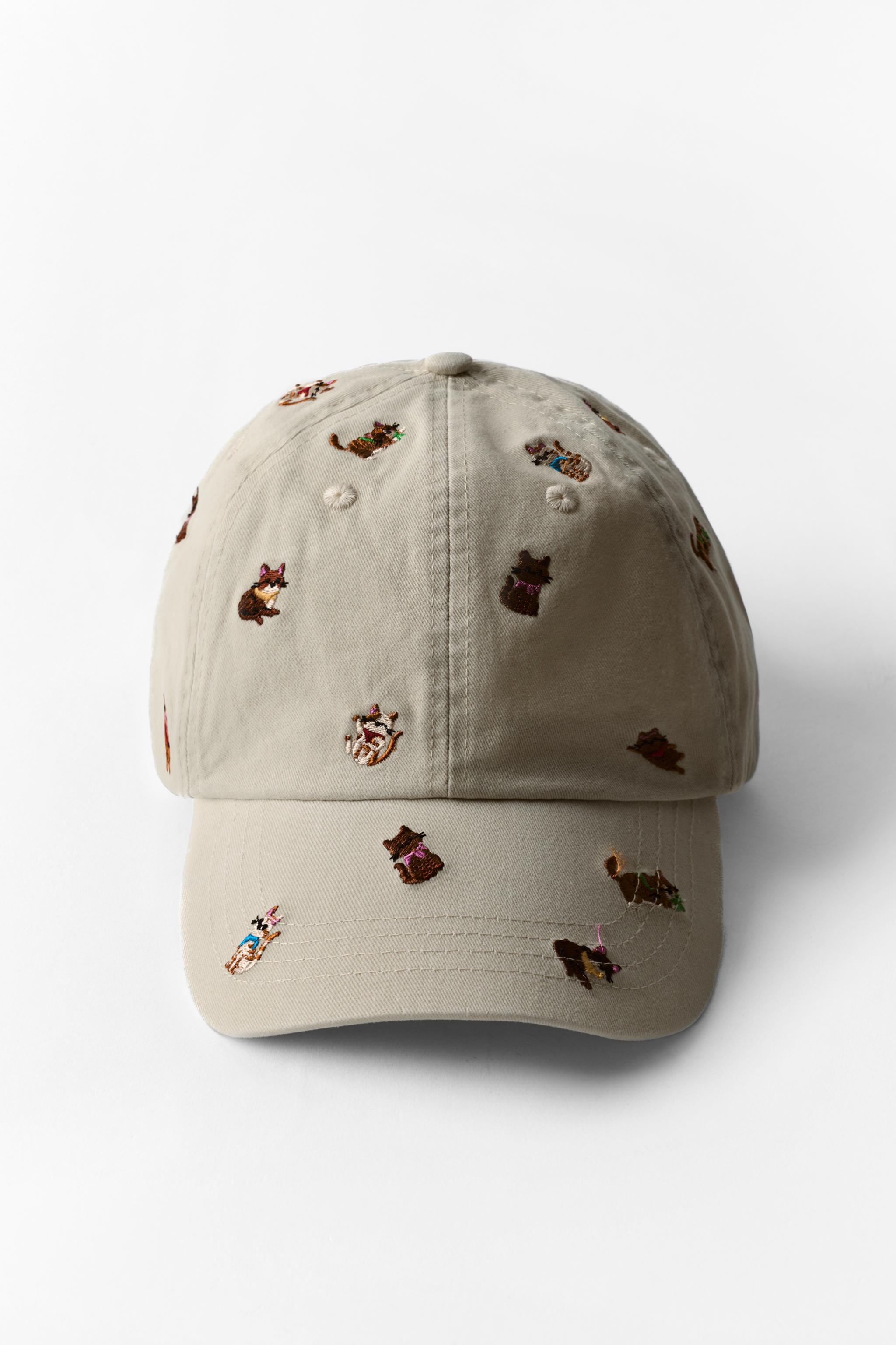 CAT EMBROIDERY TWILL CAP — Stone