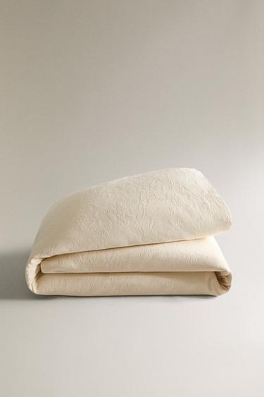 COLCHA JACQUARD FLORAL - Crudo de Zara