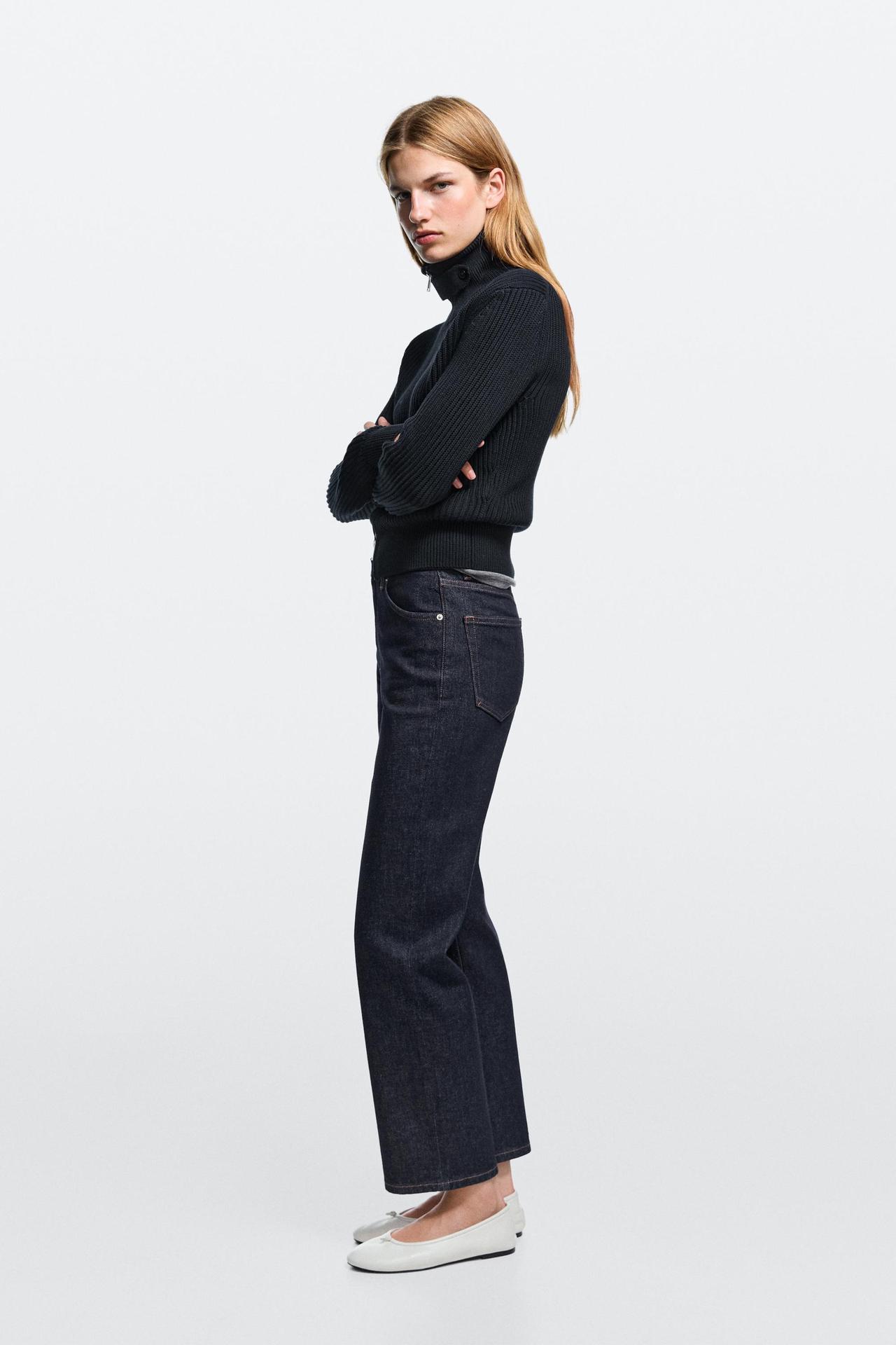 High-waist cropped straight-leg jeans — Blue