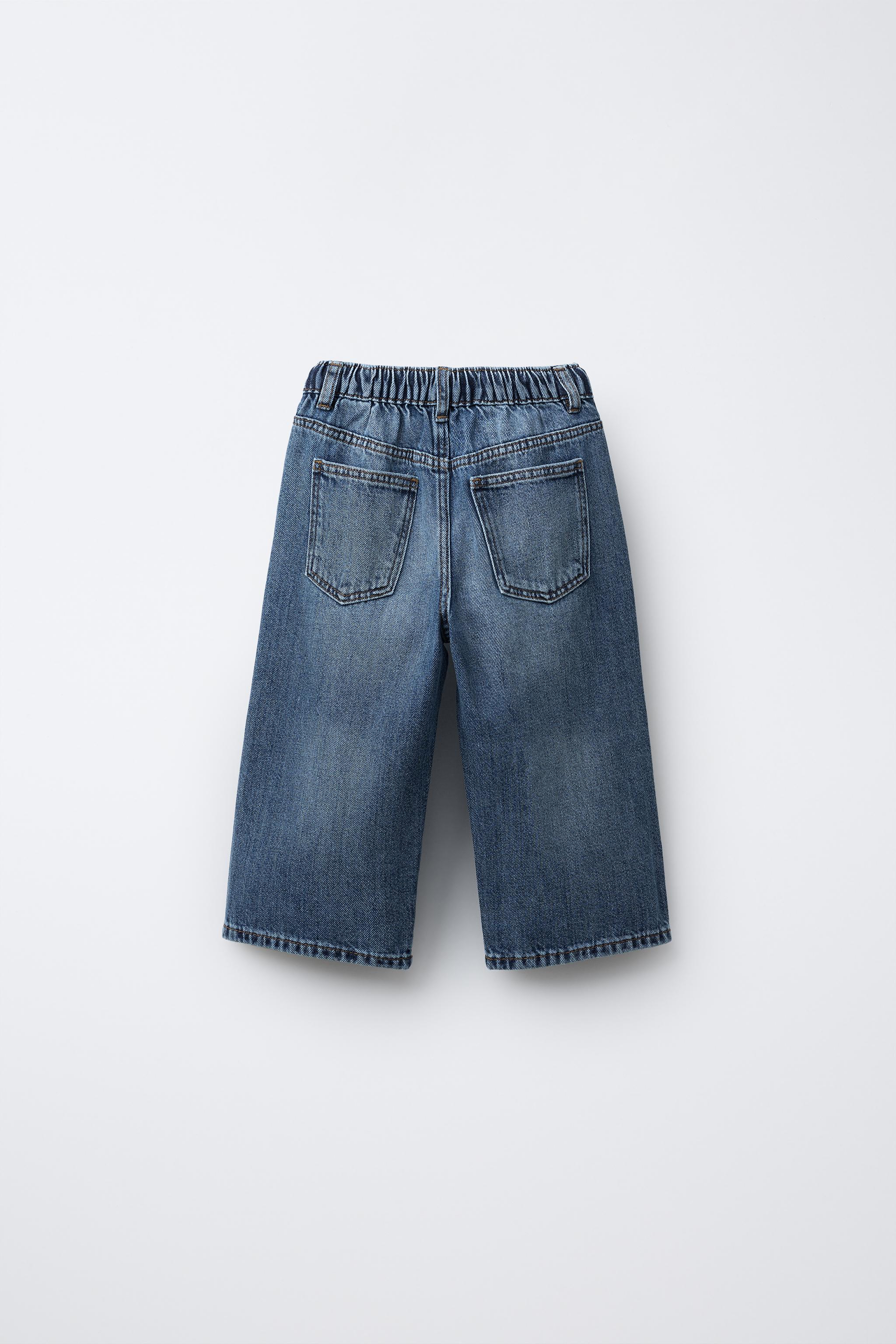 ドローストリング付きワイドレッグデニムパンツ - ブルー | ZARA Japan