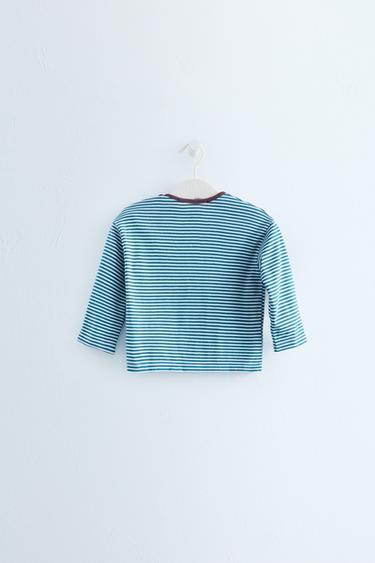 Zara Timeless - Striped Print T-Shirt — Duck blue 2
