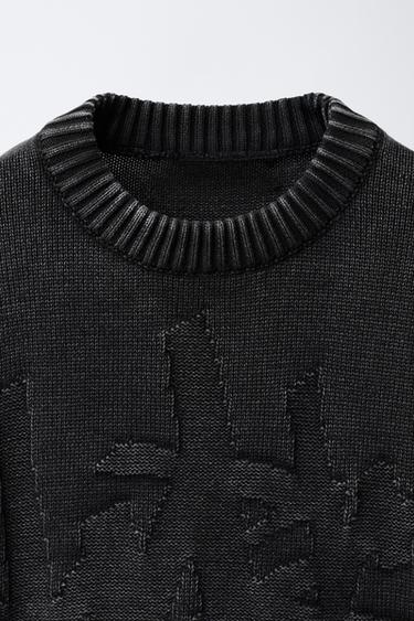 ACID WASH KNIT SWEATER - Black by Zara - Image 2