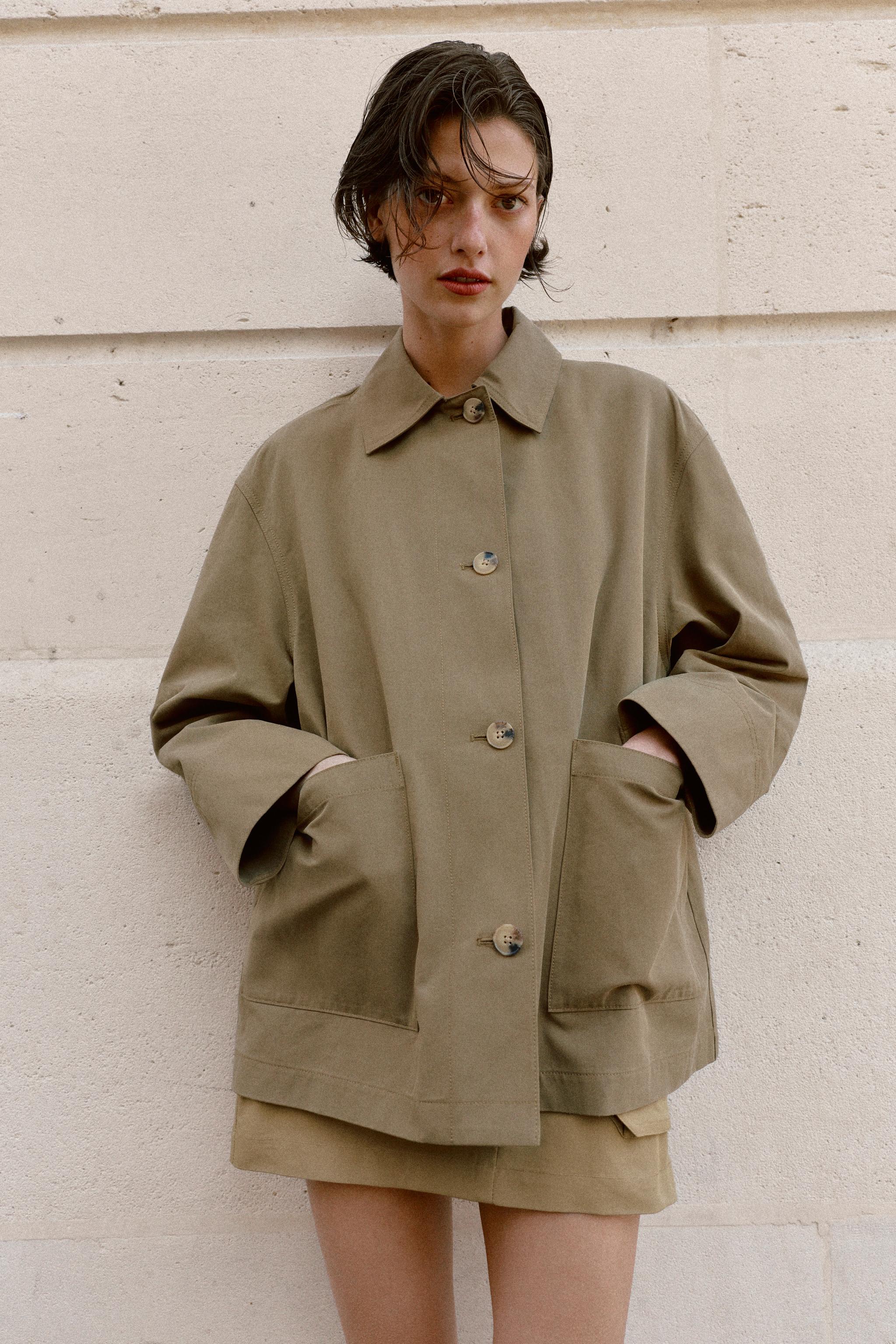 JACKET WITH PATCH POCKETS — Khaki