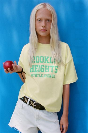 Zara Lime yeşili - YAZI BASKILI T-SHIRT