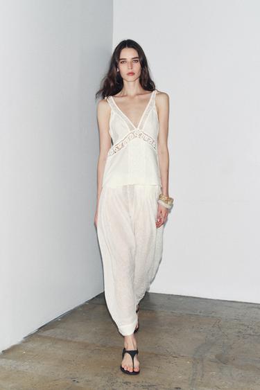 TOP ENCAJE ZW COLLECTION - Blanco de Zara - Imagen 0