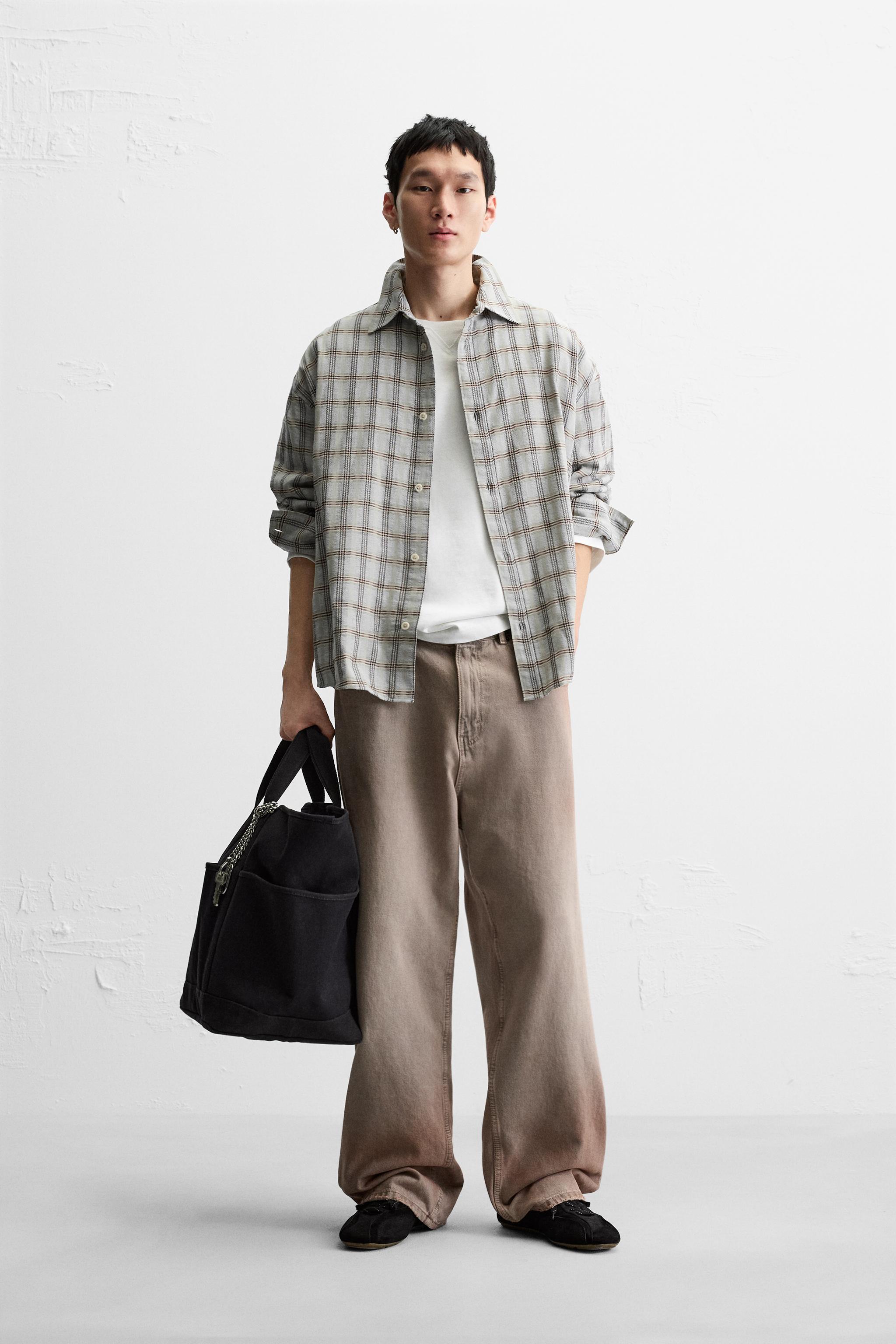 TEXTURED CHECK SHIRT Green ZARA Australia - Main Image