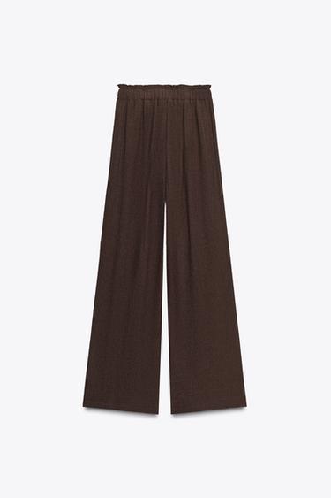 PANTALON LARGE GAZE DE COTON - Marron de Zara - Image 7