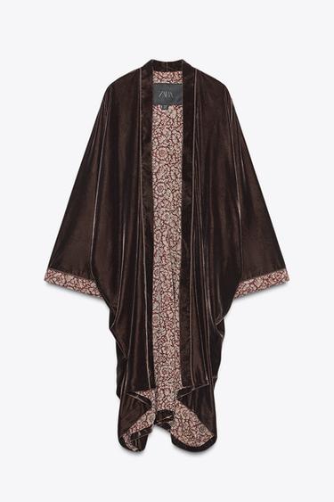 KIMONO EN VELOURS ZW COLLECTION - Marron de Zara - Image 3