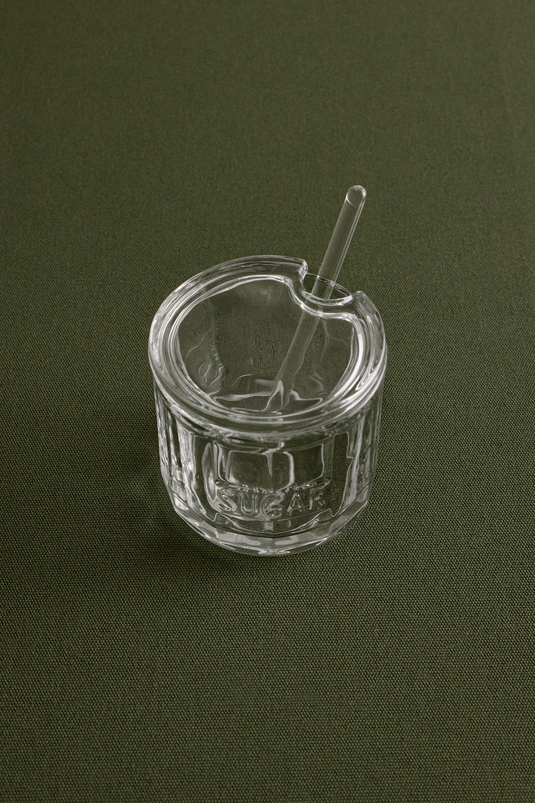 GLASS SUGAR BOWL WITH LID