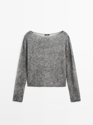 Jersey punto corto lana alpaca - Gris antracita de Zara