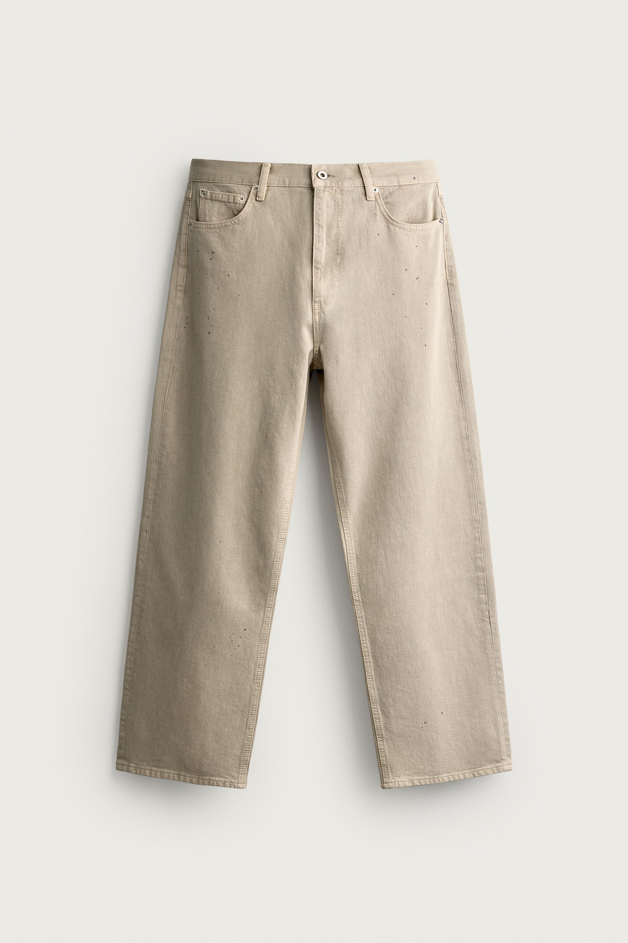 RELAXED FIT JEANS — Ecru / Black