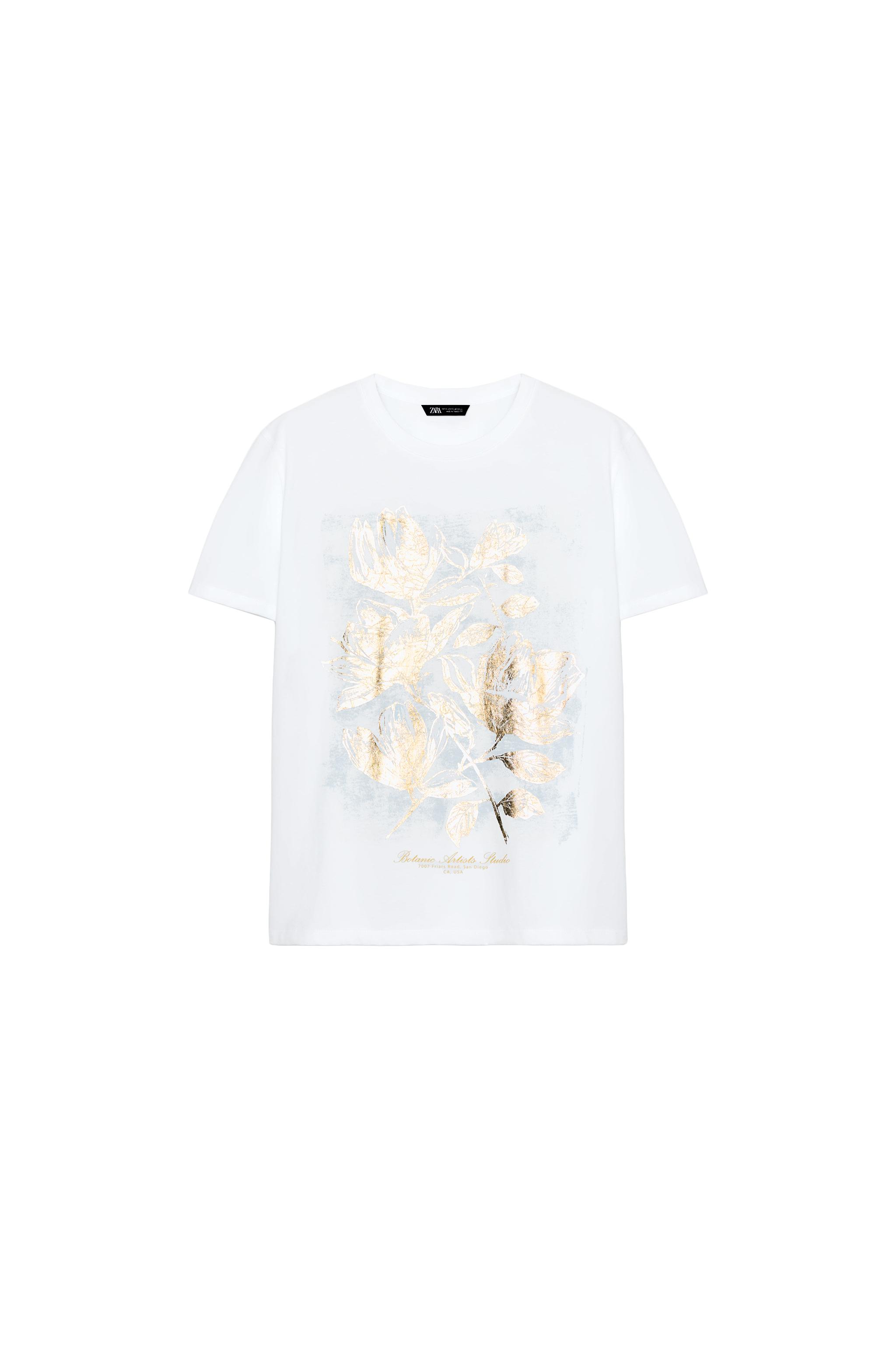 Sari出品 メタリックショートスリーブTシャツ - ゴールド | ZARA Japan / 日本
