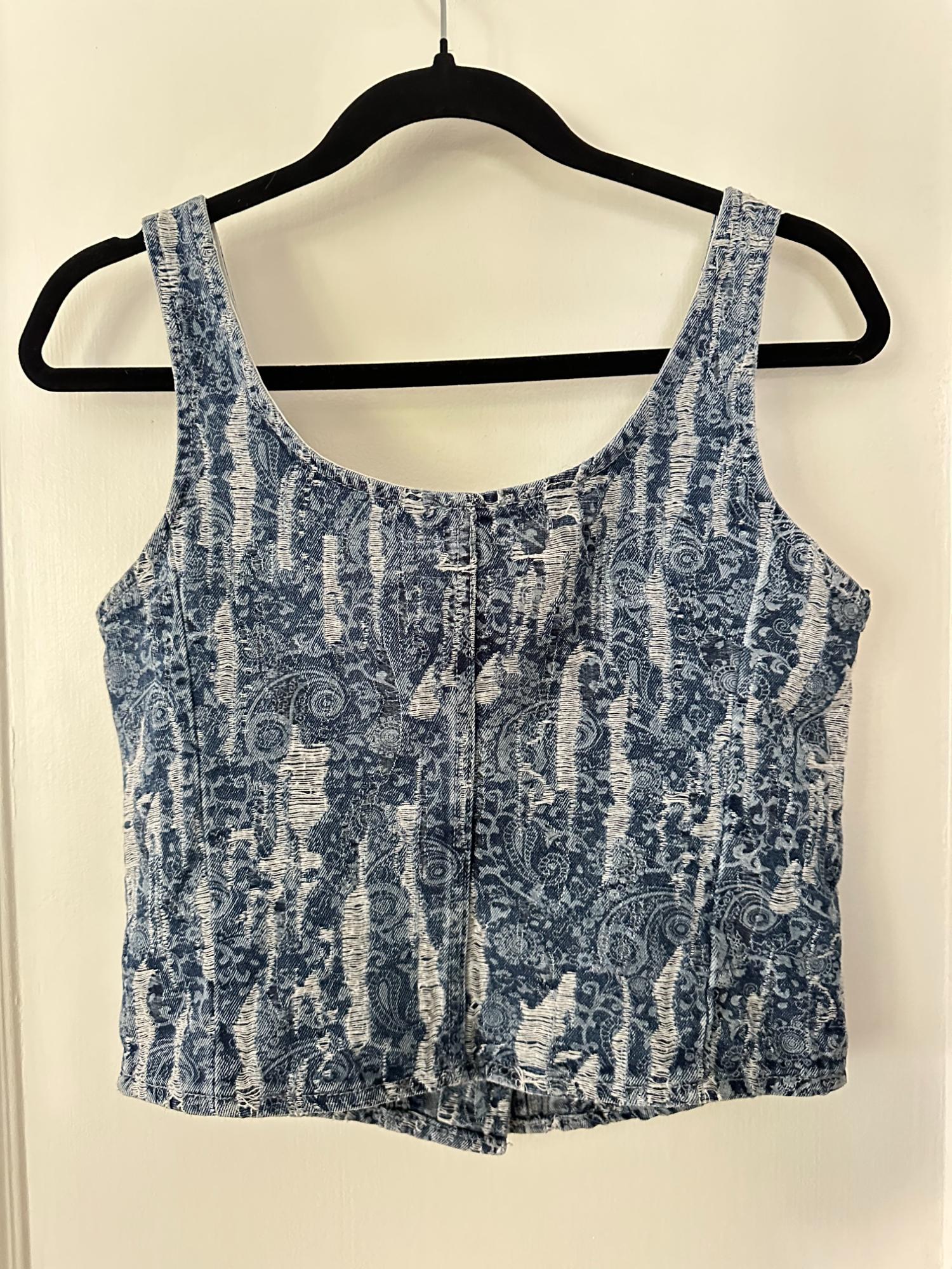 Z1975 DISTRESSED DENIM TOP | Zara Preowned