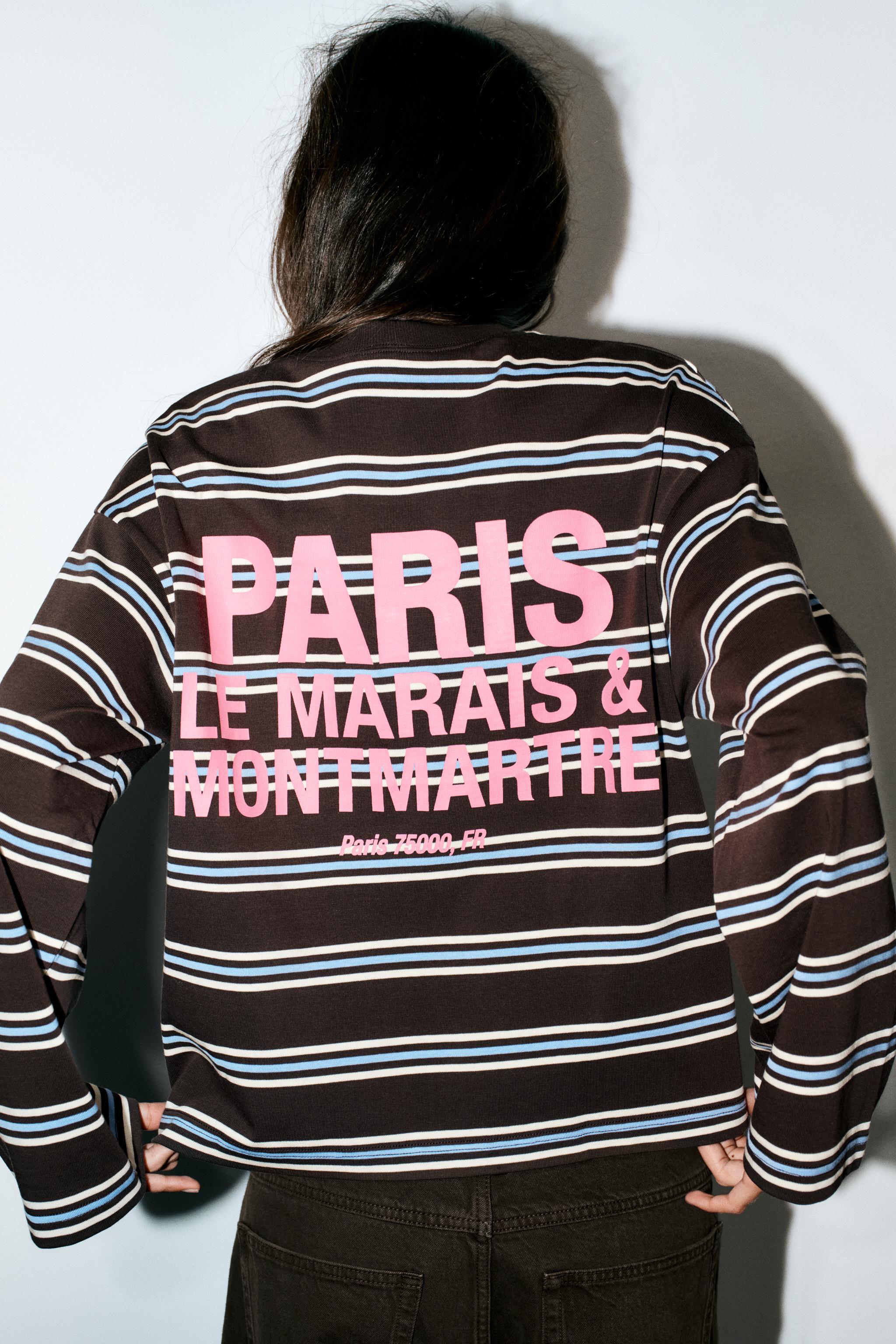 betriページです。 GESTREIFTES T-SHIRT MIT SCHRIFTZUG - Brown Stripes | ZARA Schweiz