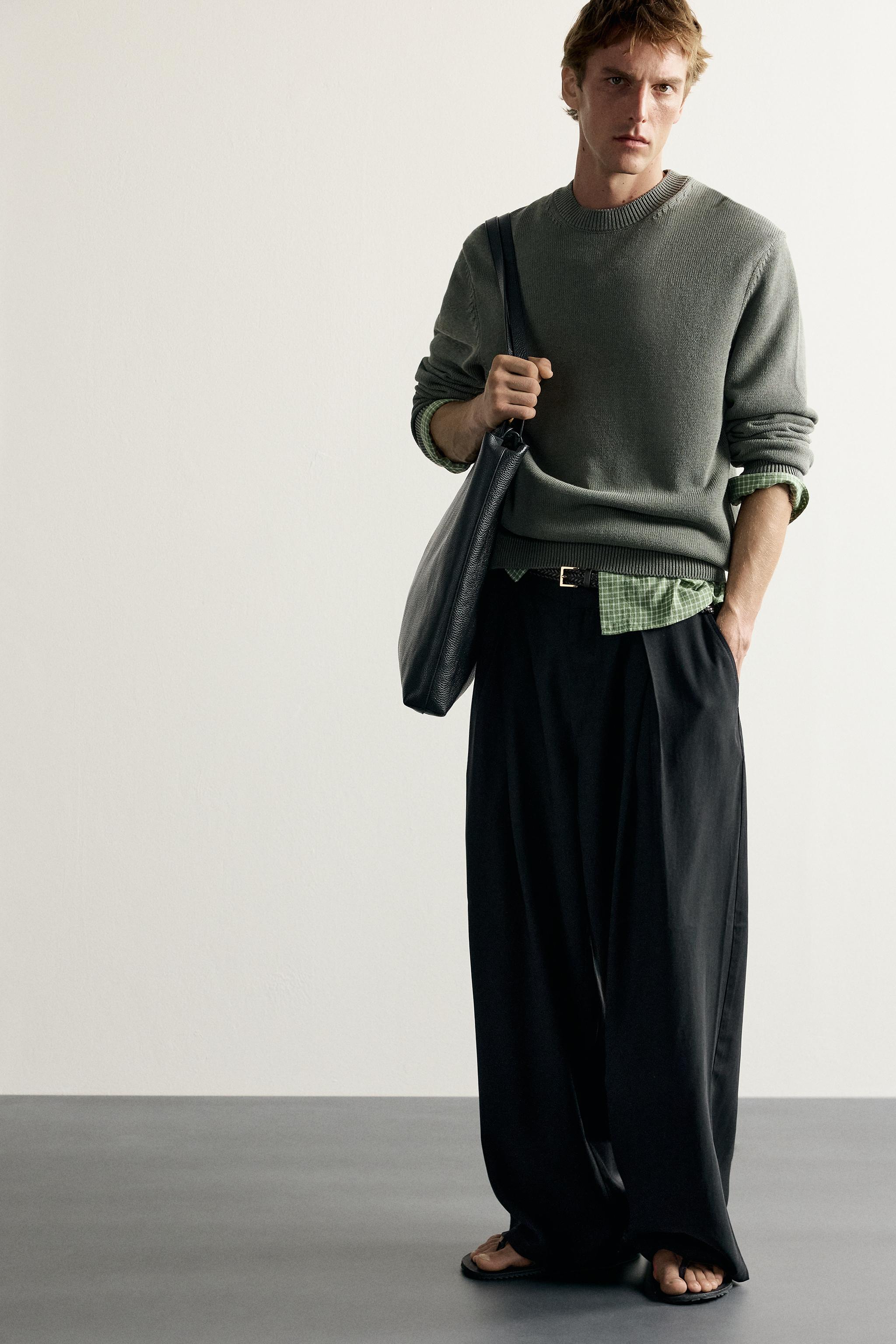 Мужские брюки Zara PLEATED FLOWY PANTS — фото 6