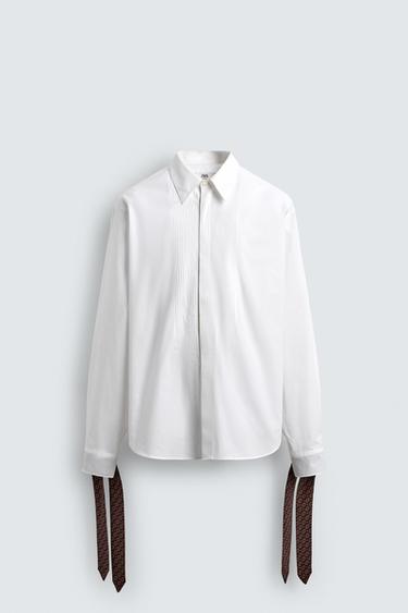 LIMITED EDITION SHIRT WITH BOW DETAIL ON THE CHEST - White by Zara