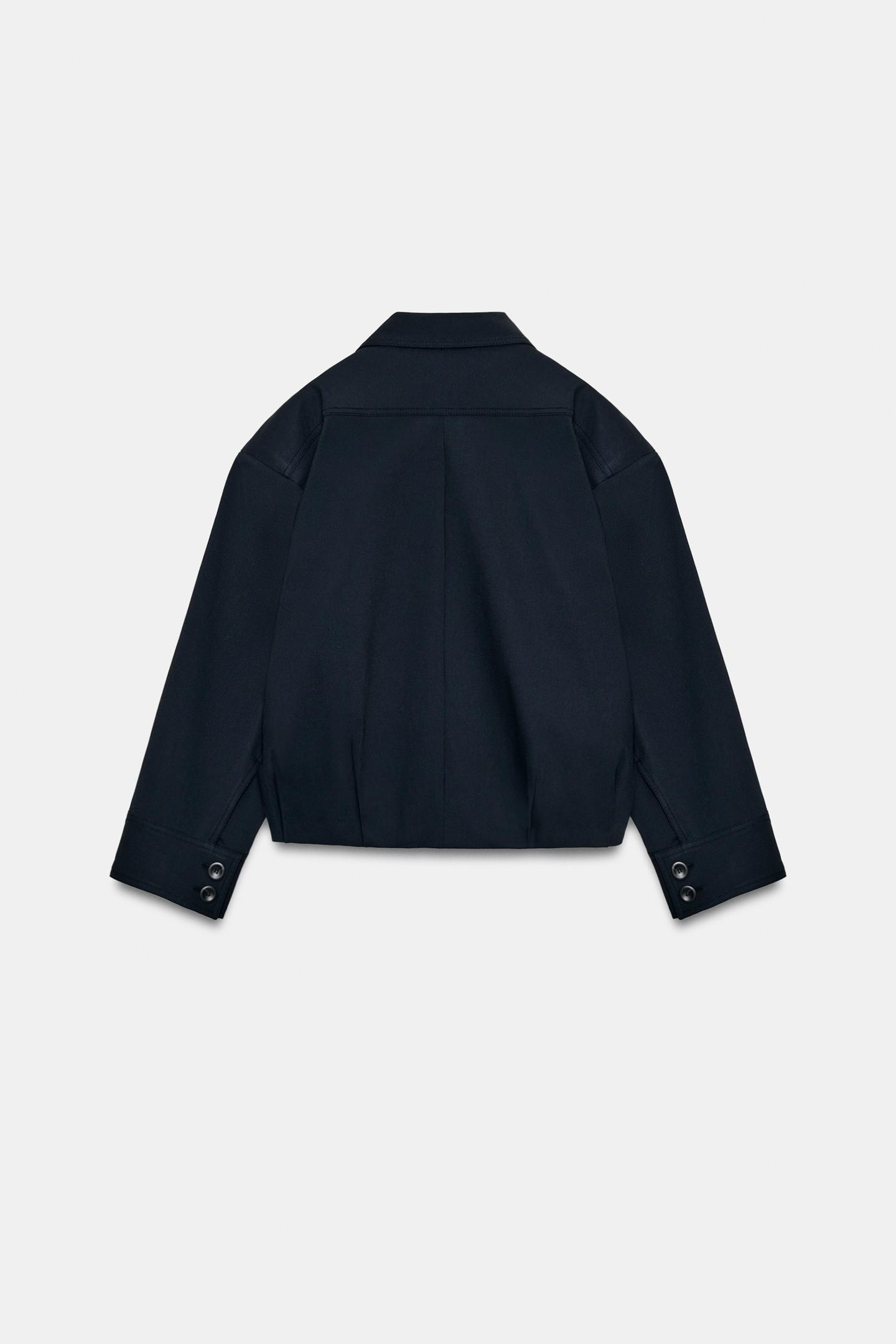 Женская куртка Zara ZW Collection Bomber, цвет: Тёмный тёмно-синий — фото 5