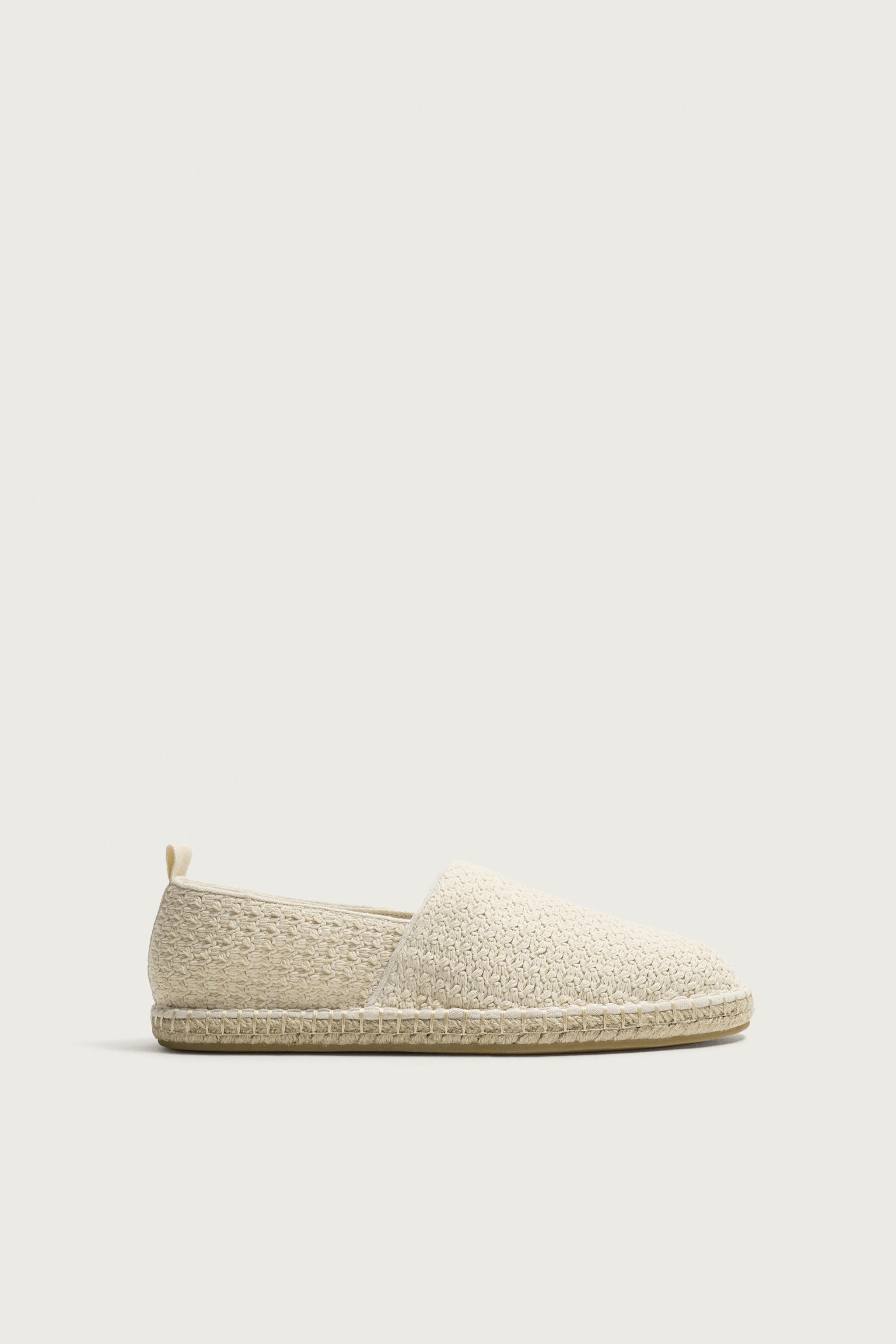 KNIT FABRIC ESPADRILLES — Ecru