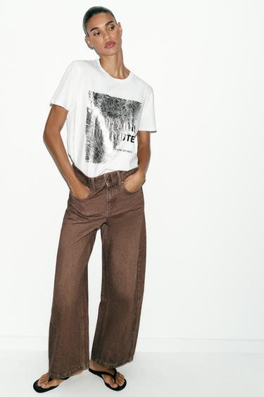 Zara METALLIC SHORT SLEEVE T-SHIRT - Silver